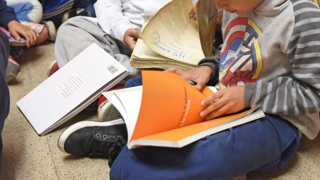 Niño leyendo un libro en un aula, representando el desafío de la comprensión lectora.