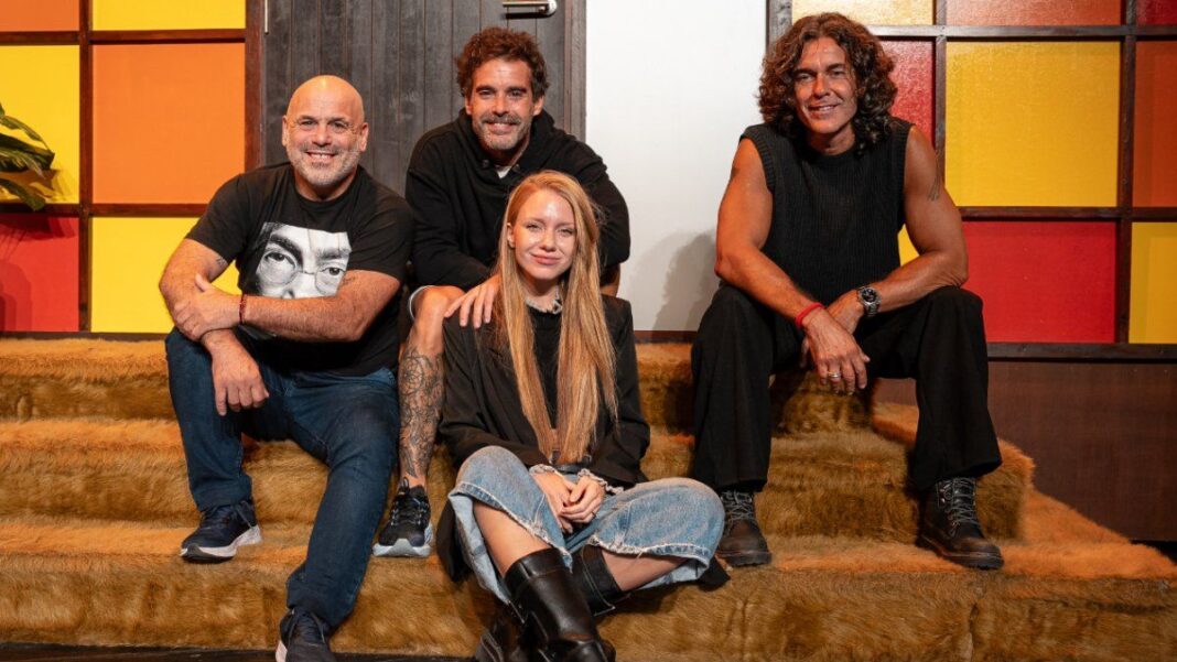 Los actores Bicho Gómez, Mariano Martínez y Nicolás Cabré en una escena de la obra de teatro 