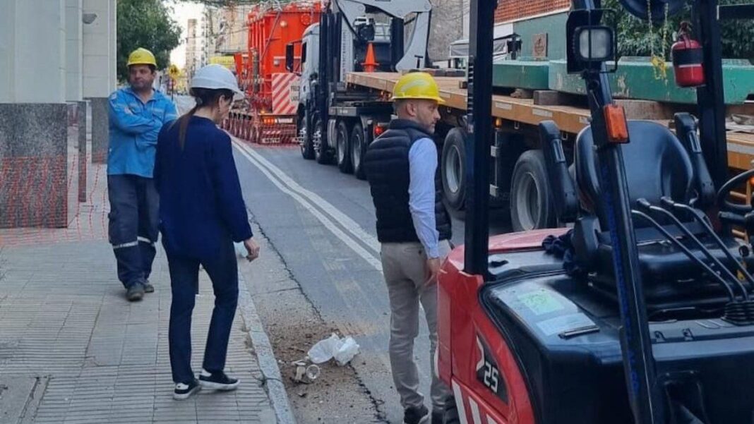 Obra de la EPE en calle Buenos Aires de Rosario