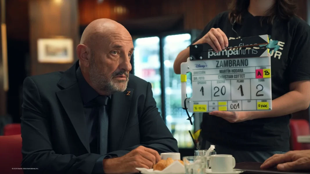 Gabriel Goity en el set de rodaje de la serie 