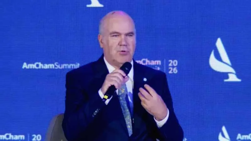 Sergio Iraeta, secretario de Agricultura, durante una exposición en un evento empresarial.