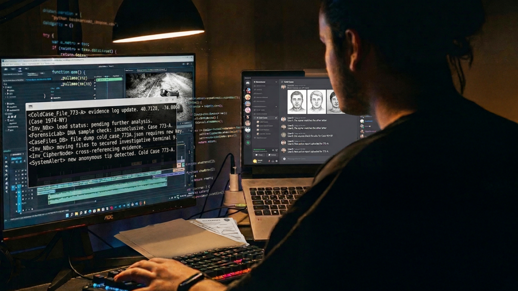 Ilustración conceptual de una lupa sobre un mapa digital con conexiones globales, en referencia a la investigación judicial.