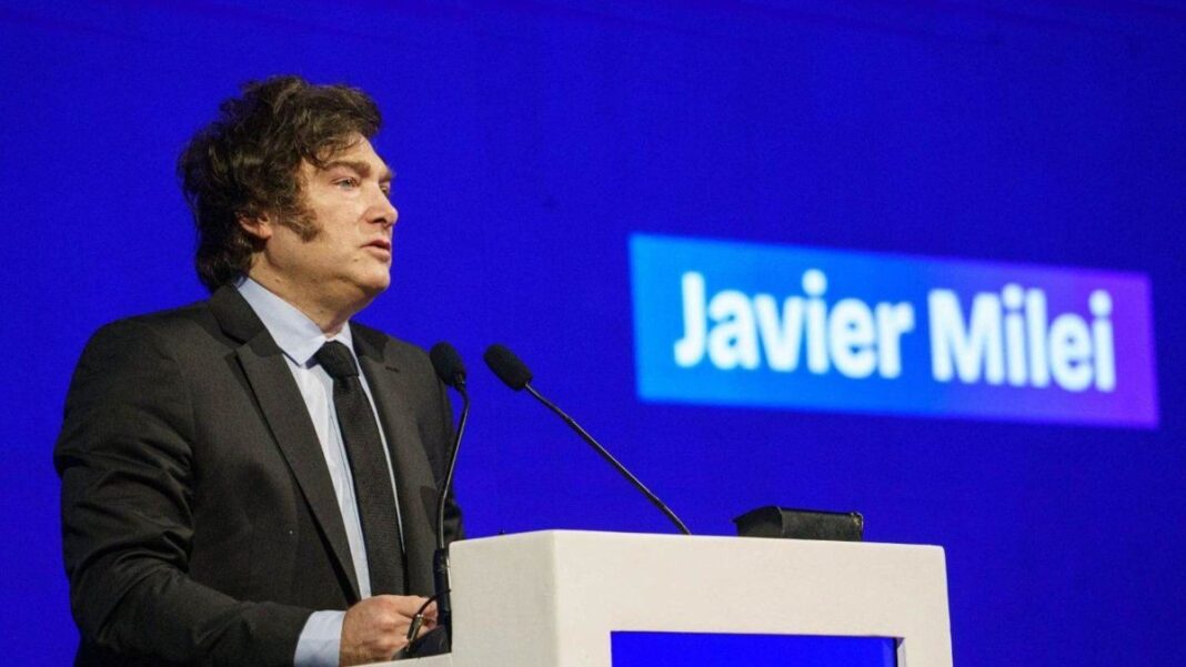 El presidente Javier Milei durante su exposición en el encuentro de AmCham Argentina.
