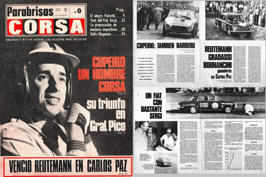 Portada histórica del número cero de la Revista CORSA, ícono del automovilismo argentino.