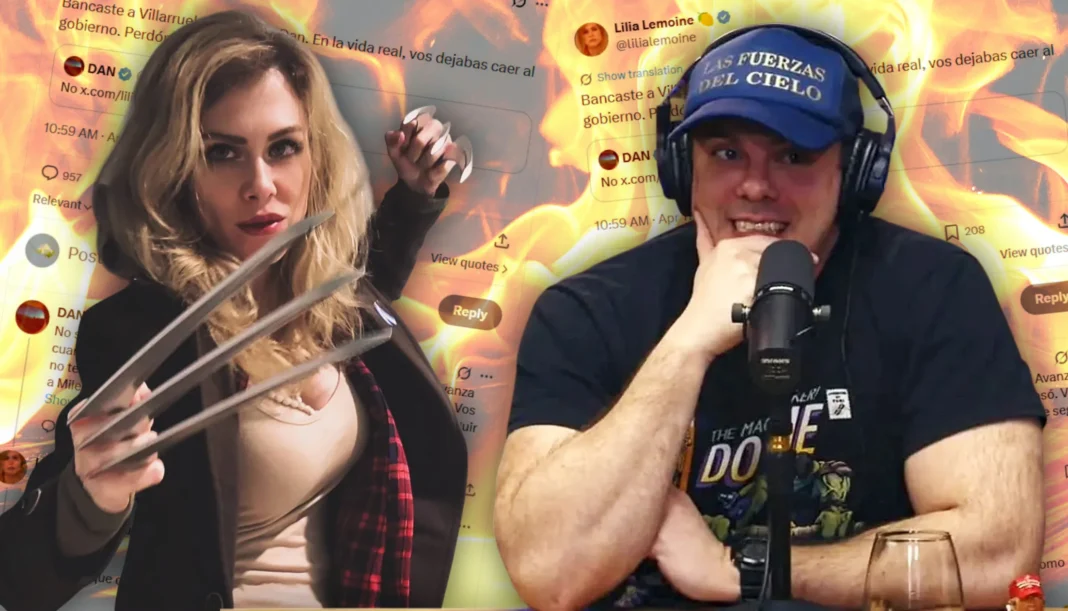 Ilustración de un debate político en redes sociales con logos de plataformas digitales.