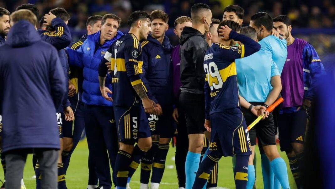 Jugadores de Boca Juniors en un partido de la Copa Libertadores