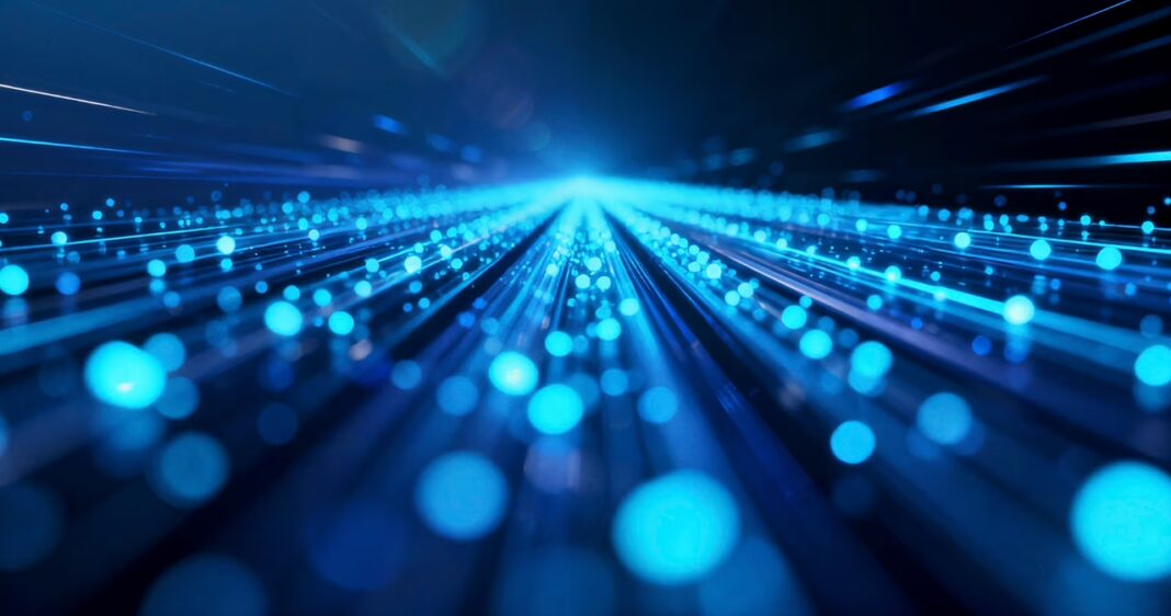 Fibra óptica con luz láser