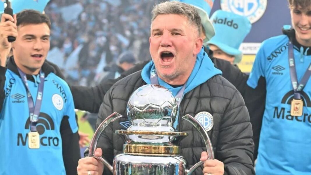 Luis Fabián Artime, presidente de Belgrano, habla en conferencia de prensa tras ganar el Torneo Apertura 2026