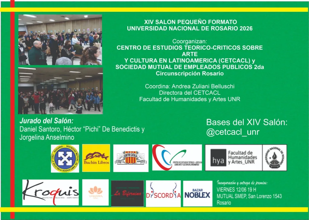Fotografía de Jorge Aravena, Jorgelina Anselmino y Andrea Zuliani Belluschi, organizadores del XIV Salón de Pequeño Formato 2026