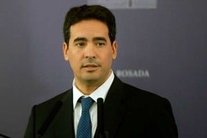 Adrián Ravier durante su presentación como vocero presidencial en Casa Rosada