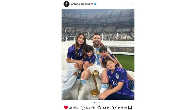 Antonela Roccuzzo y sus hijos en el Mundial Qatar 2022