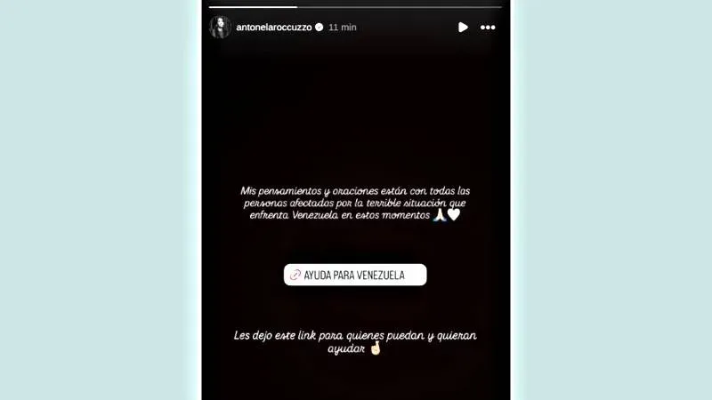 Antonela Roccuzzo en una publicación de Instagram con mensaje solidario