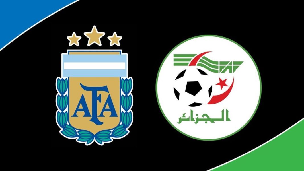 Escudos de las selecciones de Argentina y Argelia previo al partido del Mundial 2026