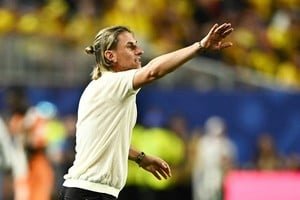 Sebastián Beccacece durante una conferencia de prensa previa al partido Ecuador vs Curazao
