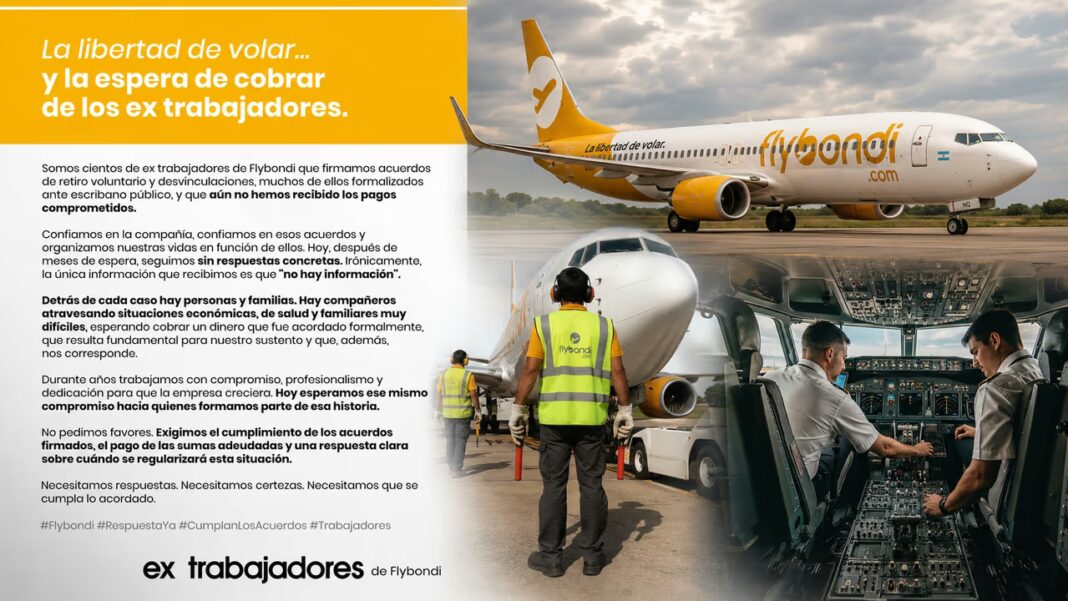 Ex trabajadores de Flybondi reclaman pago de retiros voluntarios