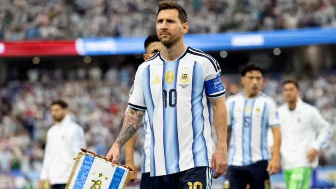 Lionel Messi con la camiseta de la Selección Argentina durante la concentración en Estados Unidos