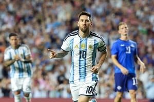 Lionel Messi durante un entrenamiento de la selección argentina
