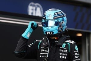 George Russell celebrando la victoria en el Gran Premio de Austria