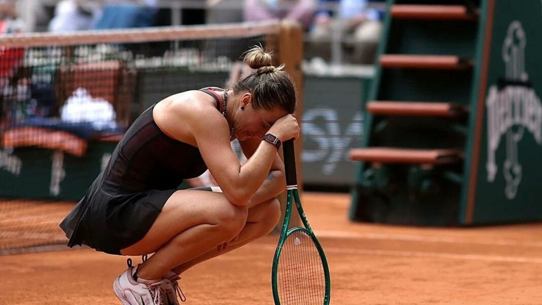 Aryna Sabalenka durante el partido de cuartos de final de Roland Garros