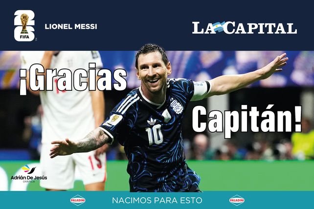 Póster de Lionel Messi y la selección argentina