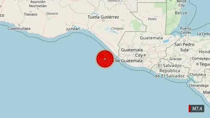 Mapa de epicentro del sismo en el sur de México