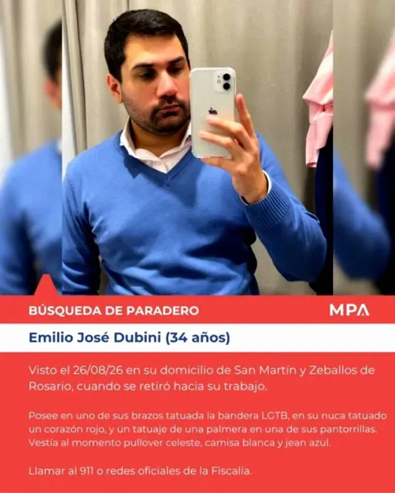 Foto de Emilio José Dubini, hombre desaparecido en Santa Fe