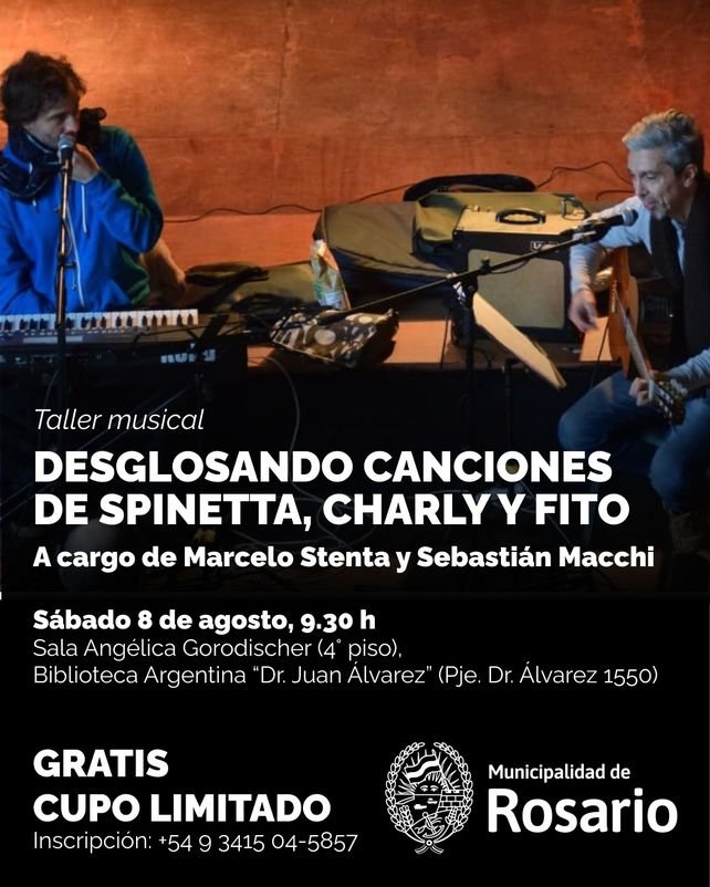 Músicos Marcelo Stenta y Sebastián Macchi en taller musical