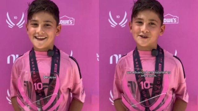 Ciro Messi con el trofeo de la Dreams Cup