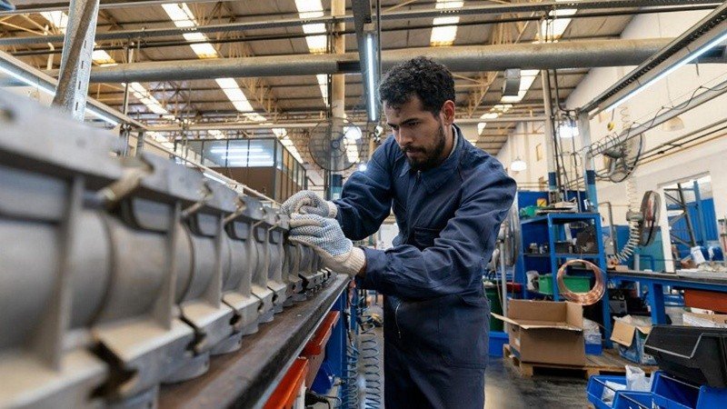 Trabajadores metalúrgicos en una fábrica