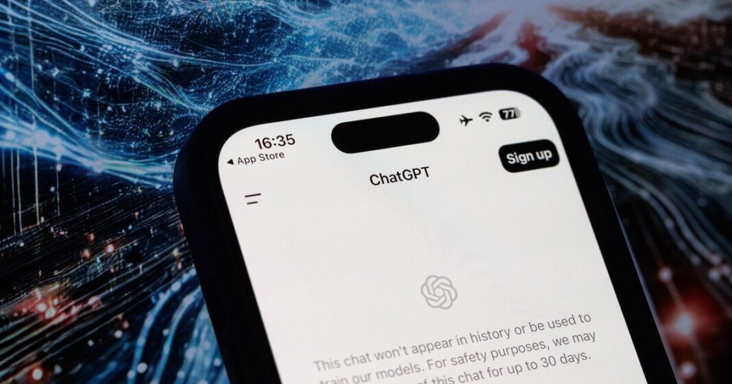 Pantalla de ChatGPT con mensaje de error