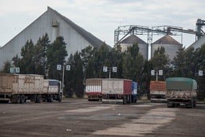 Puerto de Santa Fe con buques cargueros de exportación