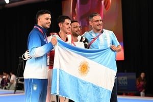 José Acuña durante la final de taekwondo en los Juegos Suramericanos Santa Fe 2026