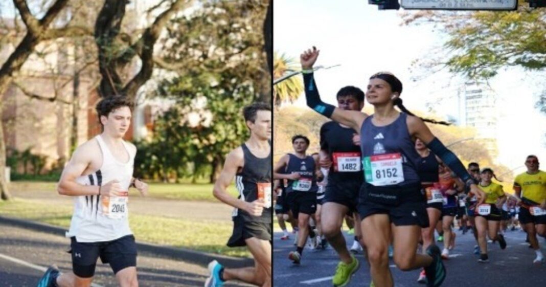 Corredores jóvenes participando en el Maratón de Buenos Aires