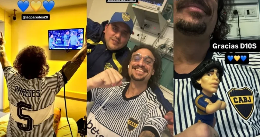 Daniel Osvaldo internado en el hospital siguiendo el partido de Boca