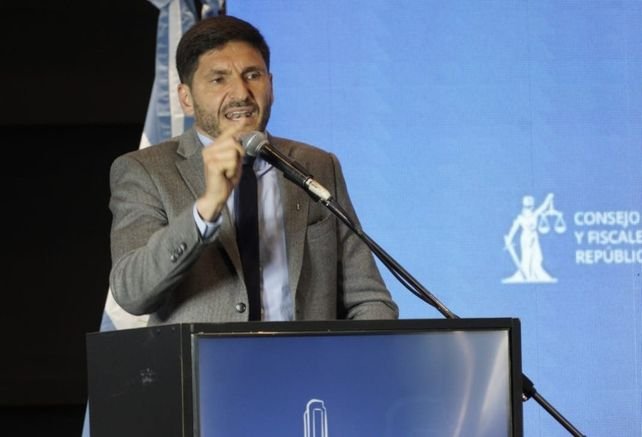 El gobernador Maximiliano Pullaro durante las Jornadas Nacionales e Internacionales de los Ministerios Públicos Fiscales