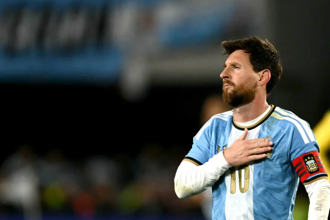 Lionel Messi durante su despedida de la Selección argentina
