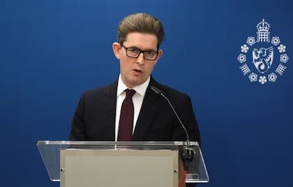 Ken McCallum, director del MI5, durante una presentación sobre amenazas