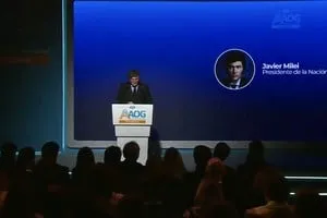 Javier Milei durante su discurso en la expo Argentina Oil & Gas Patagonia en Neuquén