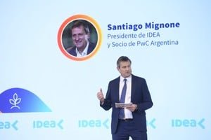 Santiago Mignone, presidente de IDEA, durante su discurso en el Coloquio de IDEA